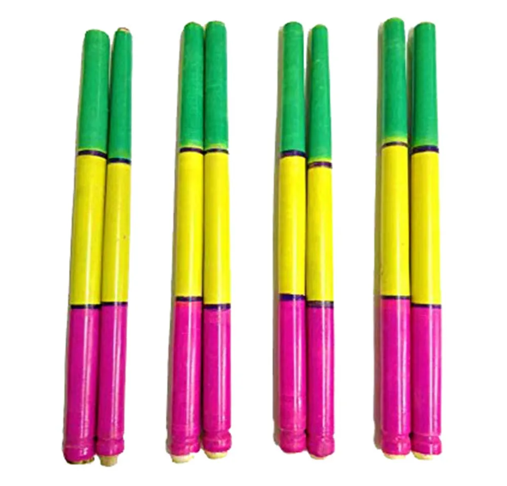 DMS RETAIL Wooden Dandiya Sticks for Dance Graba Stick Large Kollatam Sticks Raas Sticks for Garba Dance Nights Celebration Navratri Size 14.4 Inches Set of 2 Dandiya Pair-(4 Sticks) (PATTERN16)