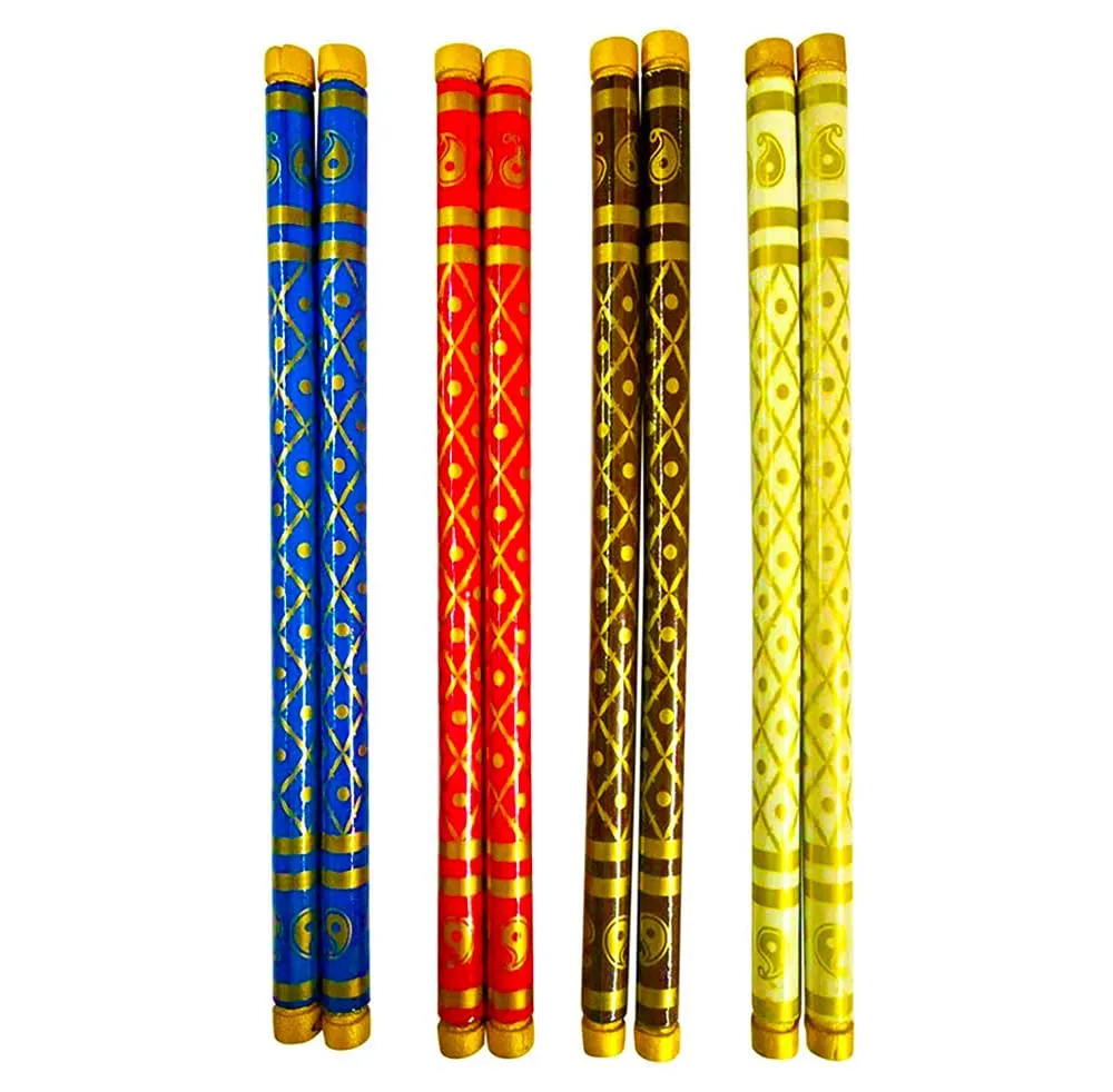 DMS RETAIL Wooden Dandiya Sticks for Dance | Navratri Celebration |Dandiya Ras Sticks|kolattam Sticks for dance14 Inches Set of (2)