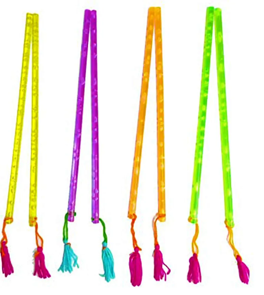 DMS RETAIL Multicolor Facncy Neon PVC Plastic Dandiya Sticks for Dance Garba Sticks for Navratri Celebration Large Size 14.4 Inches (Pack of 1 Pair)