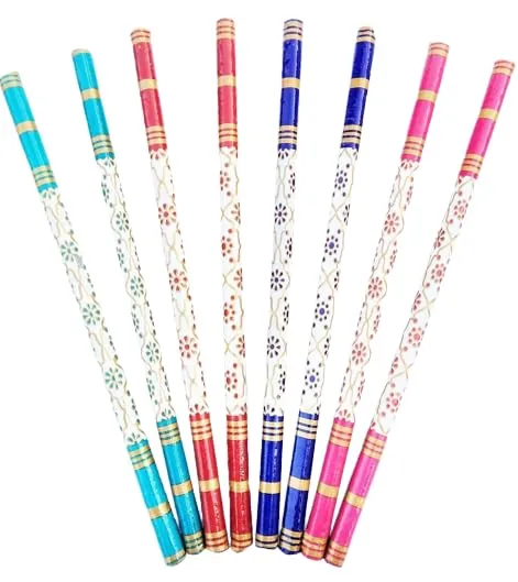 DMS RETAIL PVC Coated Multicolor Pairs dandiya Sticks for Garba Dance, Navratri Special Festival Wooden Dandiya Sticks for Dance Set of (2)