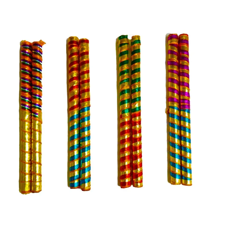 DMS RETAIL Small Dandiya Sticks for Kids - Lace Decorated Wooden Dandiya Sticks for Dance Garba - Navratri Celebration - 9 Inches - Set of 2