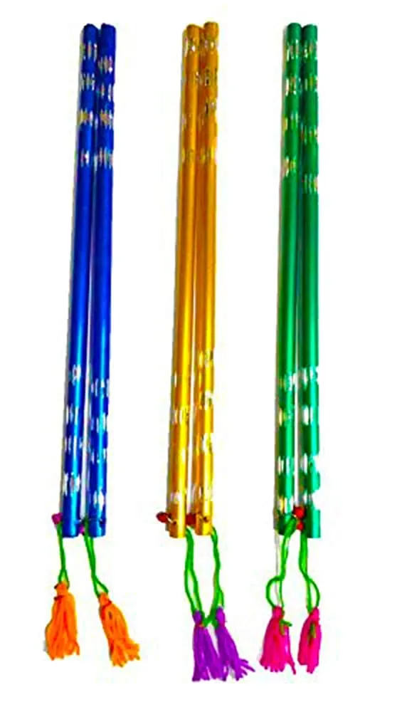 DMS RETAIL Multicolor Alluminium Dandiy Garba Sticks for Dance for Navratri Celebration Kids Special Light Weight 9 Inches Small Size Pack of 1 Pair