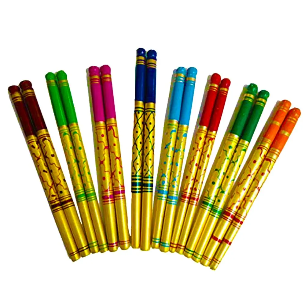 DMS RETAIL Wooden Dandiya Sticks for Dance|Garba Sticks for Navratri Celebration Kollatam Sticks for Dance 14.4 Inches Set of (3)