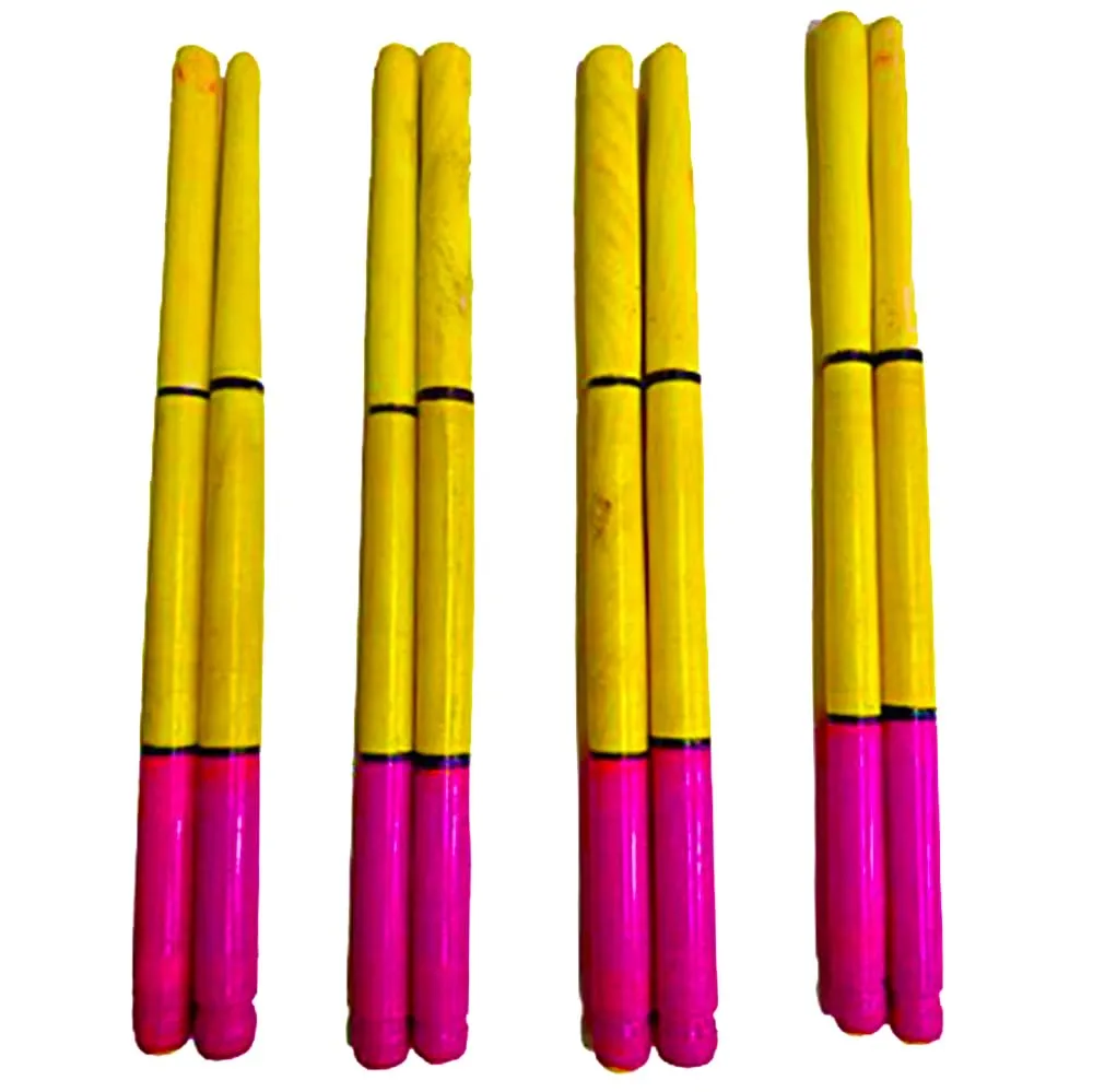 DMS RETAIL Wooden Dandiya Sticks for Navratri Garba Dance Multicolor Traditional Dandiya Stick for Garba Night Kolattam Sticks 14.4 Inches Set of (2)