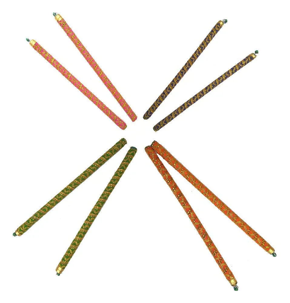 DMS RETAIL Multicolor Bandhni Wooden Dandiya Sticks for Dance Garba Sticks for Navratri Celebration Dandiya for Kids 9 Inches (3)