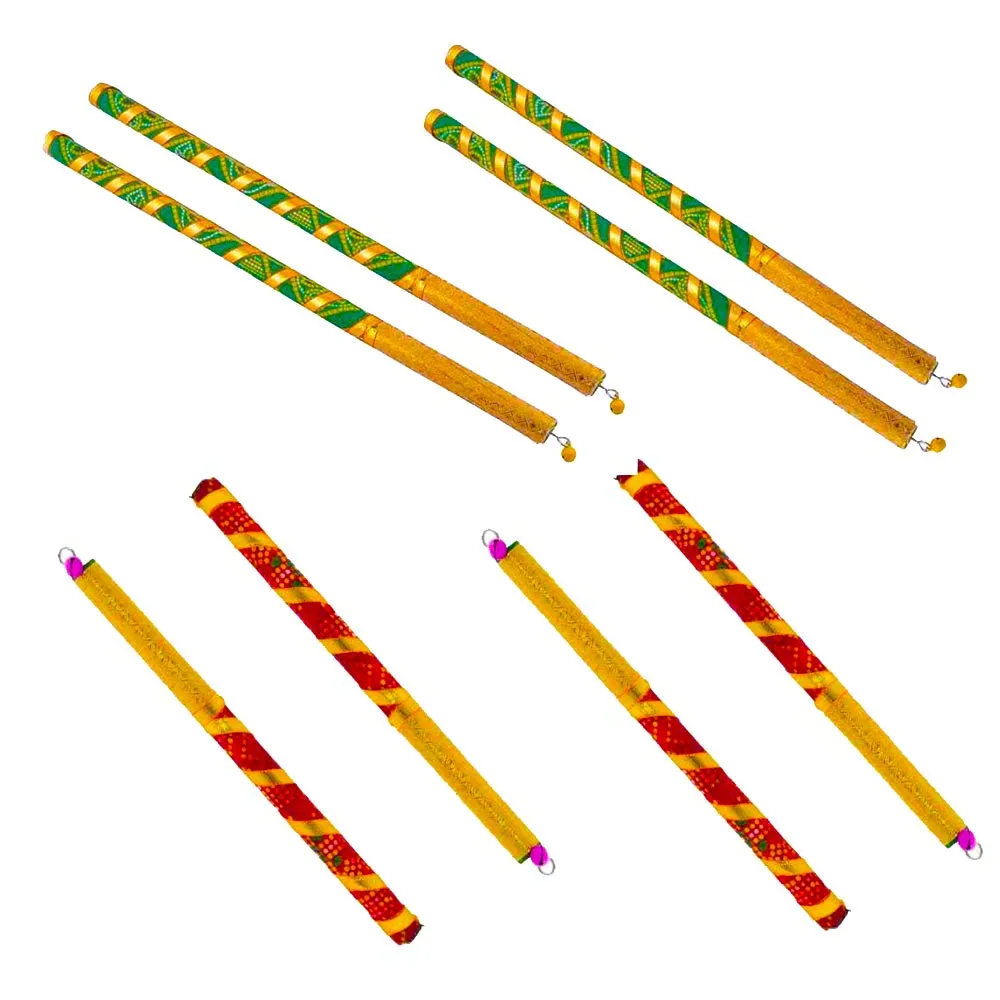 DMS RETAIL Badhni Wooden Dandiya Sticks for Dance Garba Sticks for Navratri Celebration Dandiya Sticks for Kids 9 Inches (10)