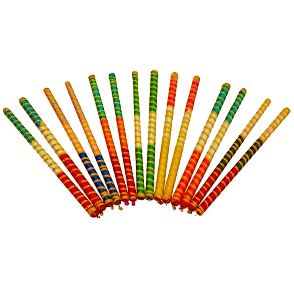 DMS RETAIL Traditional Wooden Tiranga Dandiya Sticks for Dance - Navratri Festval Multi Color Graba Stick Dandia Sticks 14.4 Inches Set of (6)