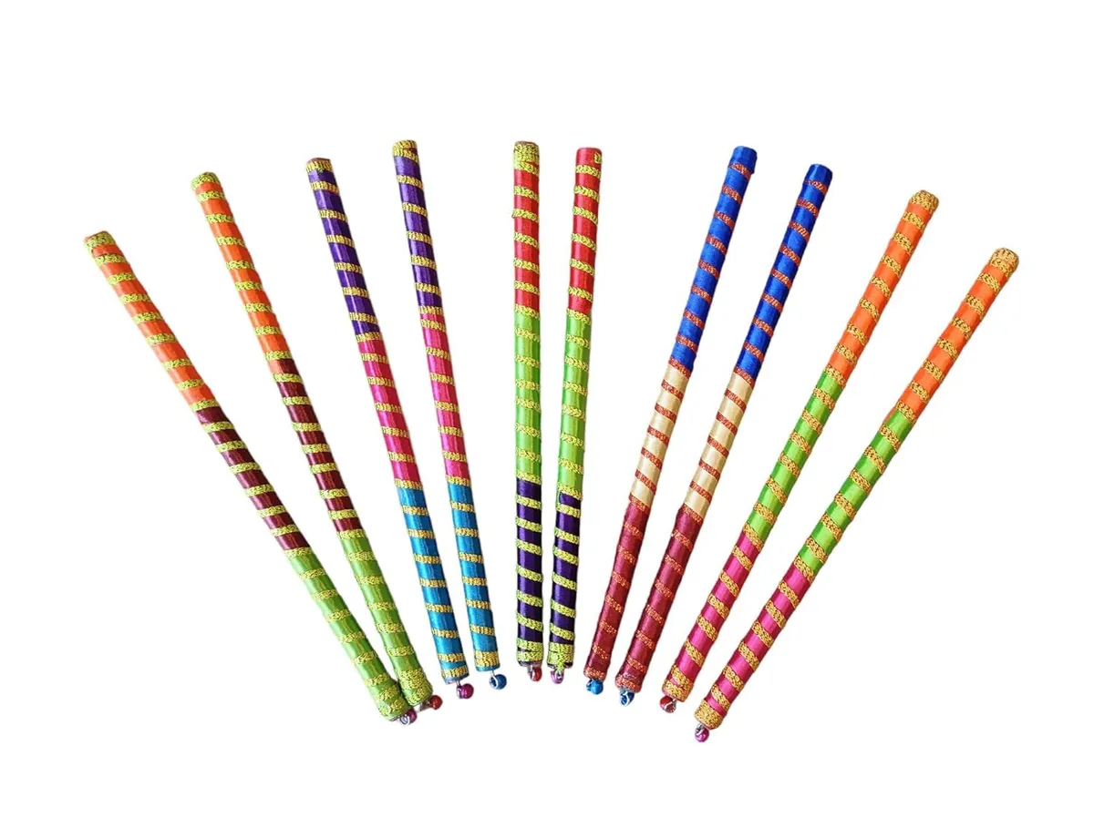 Navratri Celebrations Wooden Decorative Dandiya Stick for Garba | Handmade Wooden Dandiya for Navratri & Dandiya Raas