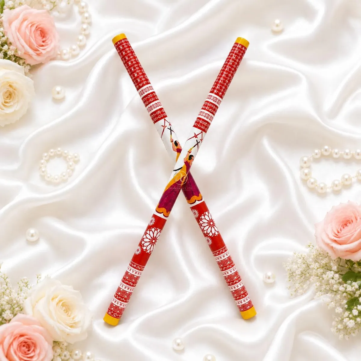 Wooden Premium Dandiya Sticks For Dance Garba Night Navratri Celebration Party Accessories / Traditional Indian Festive PVC Coated 1 Pair/ 2 Pair/ 3 Pair/ 6 Pair/ 8 Pair/ 12 Pair Dandiya Raas Sticks For Women Men Kids Adults