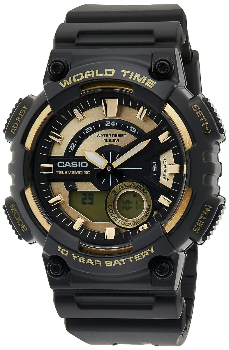 Casio Youth-Combination Analog-Digital Gold Dial Men's Watch - AEQ-110BW-9AVDF (AD206)
