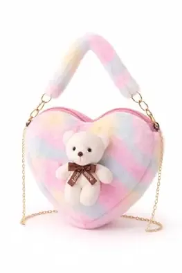 CULT FACTORY Girls Sling Bag Cute Sling Bag Combo for Kids Teddy Slingbag Mini Handbag Combo Fur Toy Bag