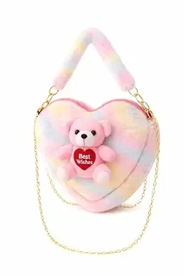 CULT FACTORY Girls Sling Bag Cute Sling Bag Combo for Kids Teddy Slingbag Mini Handbag Combo Fur Toy Bag